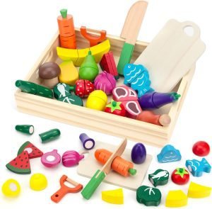 Wooden Play Food Sets for Kids Kitchen
