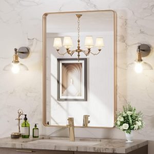 LOAAO 24”×36” Gold Bathroom Mirror