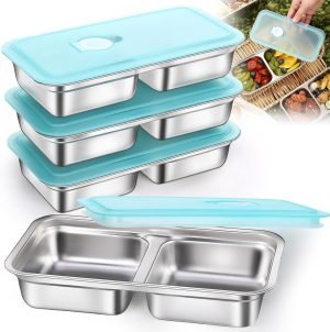 4 Pack Stainless Steel Snack Containers with Lids