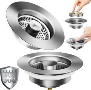 2Pcs 3-In-1 Kitchen Sink Drain Strainer
