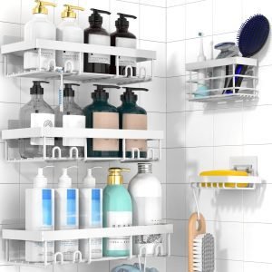 Moforoco Adhesive Shower Caddy Organizer Shelves Rack