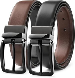 MILORDE Men’s Reversible Leather Belt