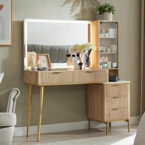T4TREAM Fluted Makeup Vanity Desk