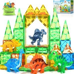 COODOO Dinosaur Toys Magnetic Tiles