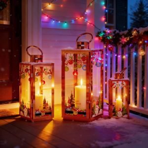 Stainless Decorative Candle Lantern Set of 3