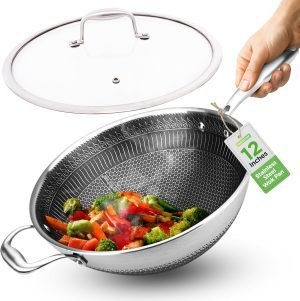 NutriChef 12 Stainless Steel Wok