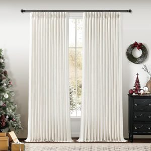 Pinch Pleated Linen Curtains 2 Panels