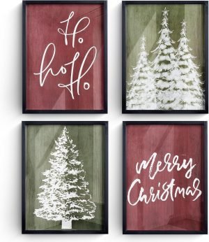 Framed Christmas Tree Wall Art Decor