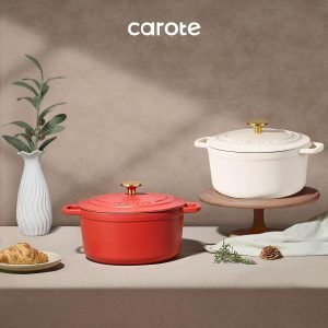 CAROTE Enameled Cast Iron Dutch Oven Pot with Lid
