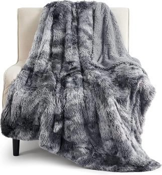 Bedsure GentleSoft Fluffy Fuzzy Faux Fur Throw Blanket for Couch