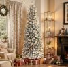 Alupssuc 7.5ft Prelit Snow Flocked Artificial Pencil Christmas Tree  At Walmart !!