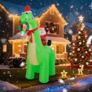 Glazina 8ft Santa Claus on Dinosaur Christmas Inflatable At Walmart !!