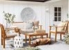 Acacia Wood Patio Conversation Set with Cream Cushion