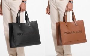 Michael Kors Cooper Logo Embossed Leather Tote Bag