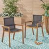 Noble House Belfast Wooden Mesh Patio Dining Arm Chair