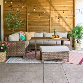 Better Homes & Gardens Brookbury 4pc Wicker Patio Sectional Dining Set