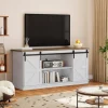TV Stand with Storage Cabinet and Sliding Barn Door