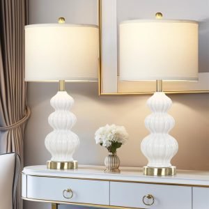 Modern White Table Lamps Set 