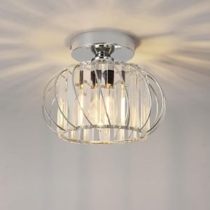 ANWIO Small Crystal Semi Flush Mount Ceiling Light Fixture 