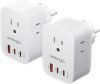 2 Pack European Travel Plug Adapter USB C