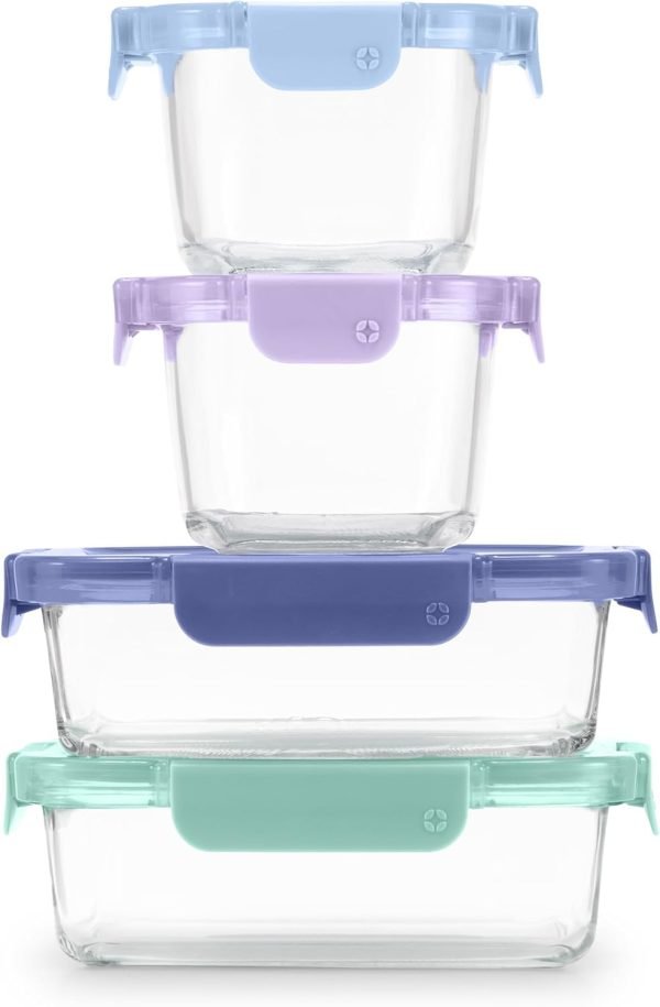Ello Color Lock 8-Piece Mixed Glass Food Storage Set