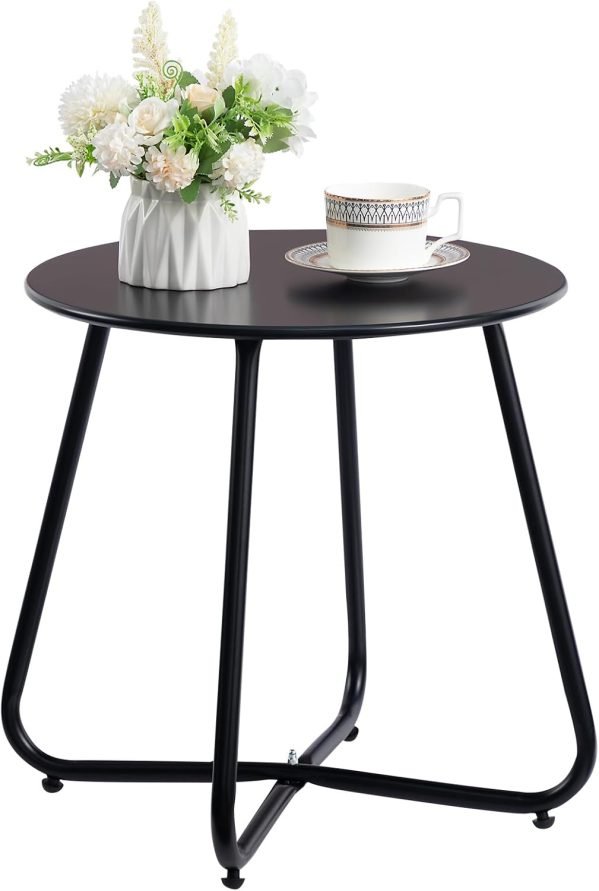 HollyHOME Round Metal Side Table 