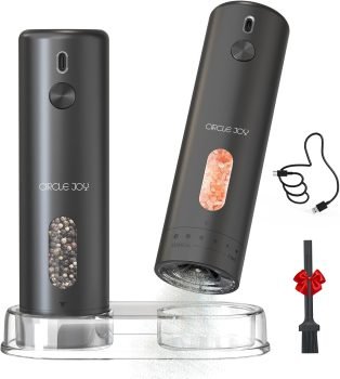 CIRCLE JOY Rechargeable Electric Salt and Pepper Grinder Set
