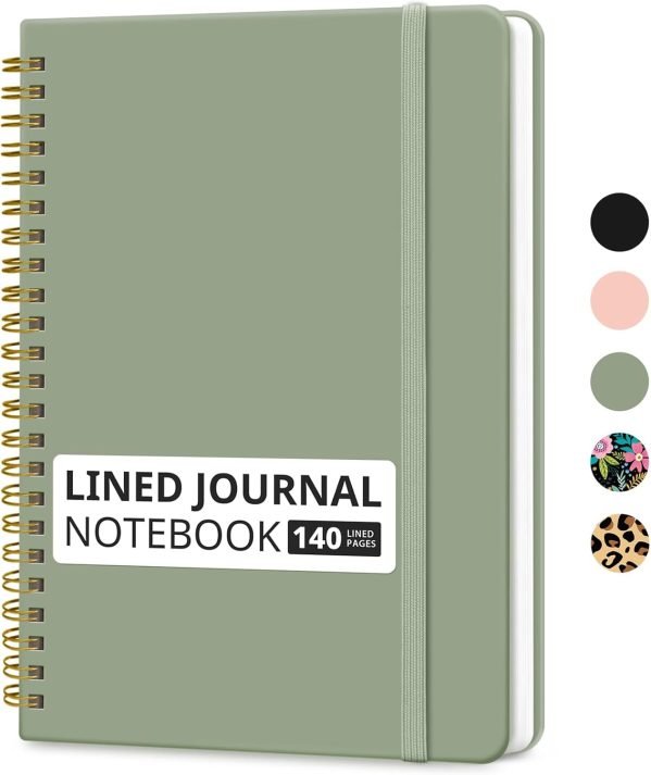 Taja Lined Spiral Journal Notebook for Women & Men