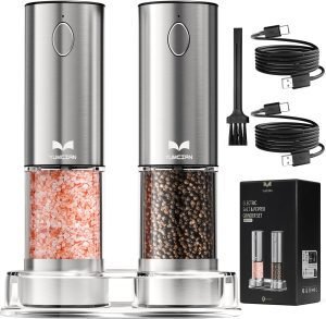 Electric Salt and Pepper Grinder Set Rechargeable