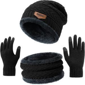 Premillow Winter Hat Beanie Scarf Touchscreen Gloves Set