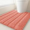 ACCUMTEK Striped Coral Toilet Bathroom Rug Mat