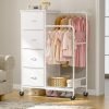 4 Fabric Drawers with Double Clothes Rack
