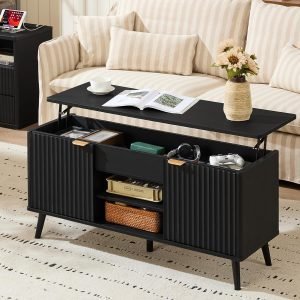 LEYAOYAO 48″ Fluted Lift Top Coffee Table 