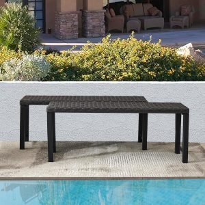 Black Rattan Bench