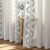 Embroidered Curtains 2 Panel Set Vintage Floral Linen Drapes