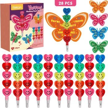 Valentine’s Day Gift Cards for Kids with Stacking Heart Pencils
