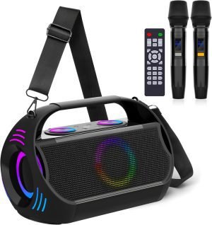 Karaoke Party Speaker with 2 Wireless Microphones 