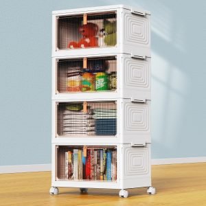 4-Tier Plastic Storage Bins with Lid