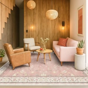 Blush Pink Girls Rug for Bedroom 