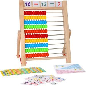 Wooden Frame Abacus with Multi-Color Beads