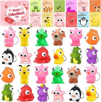 Valentine’s Day Cards with Pop-Eye Animal Keychains