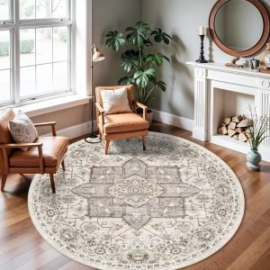 RUUGME Vintage 6-Round Washable Area Rug