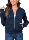 Womens Zip Up Jacket Outfits Bomber Coat