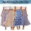 High Waist Boho Floral Maxi Skirt