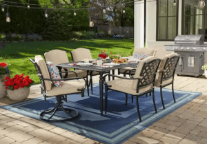 Laurel Oaks 7-Piece Dark Brown Steel Outdoor Patio Dining Set