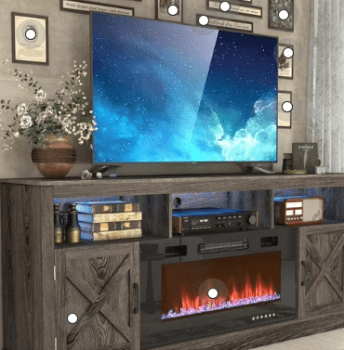 Farmhouse Entertainment Center with Electric Fireplace at Walmart!