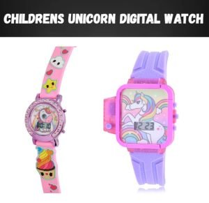 Wonder Nation Girls Round LCD Dial Childrens Unicorn Digital Watch