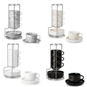 Porcelain Espresso Cups with Saucers