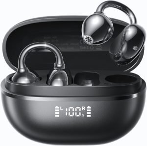 Open Ear Clip-On Earbuds with Digital Display