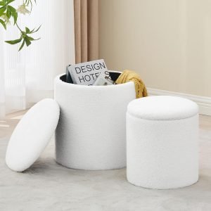 Round Set of 2 Ottoman with Storage